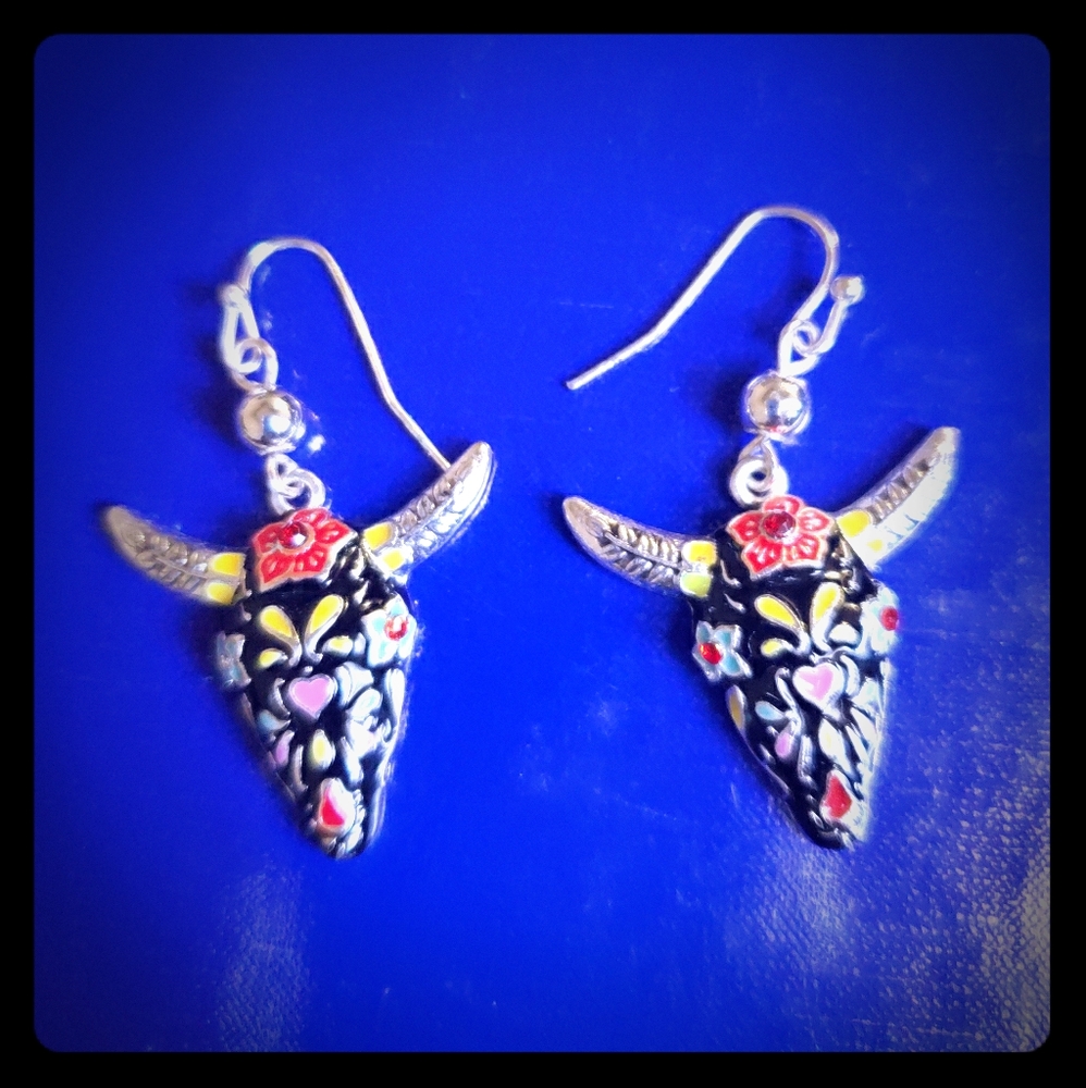 Southwest cow skull earrings